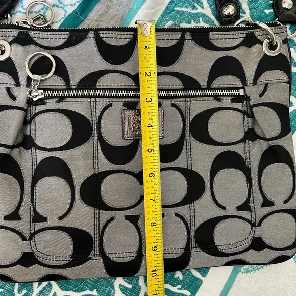 Coach Black and Gray Crossbody Purse or bag with Signature Pattern - Picture 11 of 12